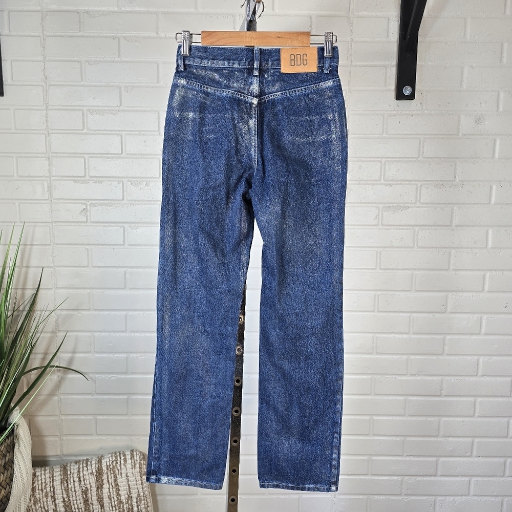 BDG High Rise Straight Leg Cowboy Jean Metallic Wash Size 25 - Picture 5 of 11